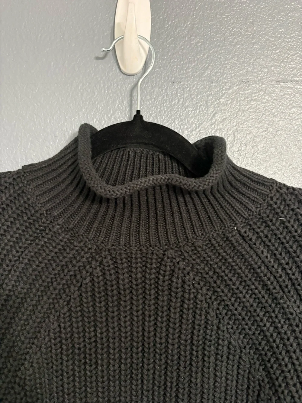J. Crew Black Chunky Cotton Ribbed Mock Neck Sweater Size M